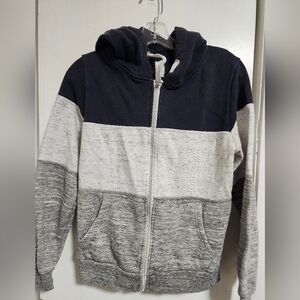 Doublju Men's Navy and Gray Zip-Up Sweater S